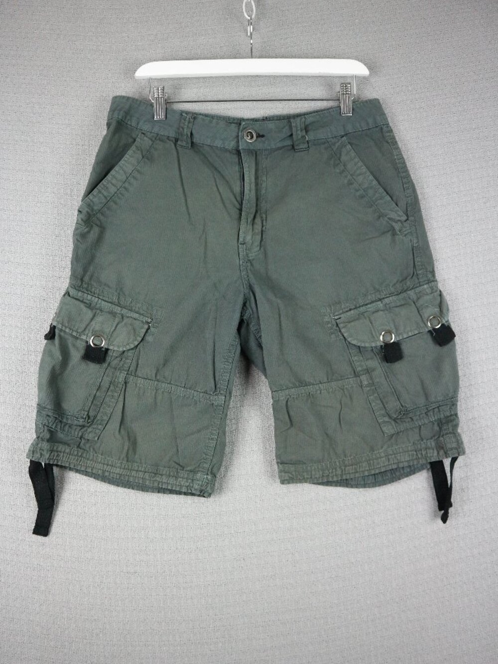 Machine Grey Cargo Shorts Mens 32W Y2K Streetwear